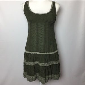 Green mini dress with lace detail